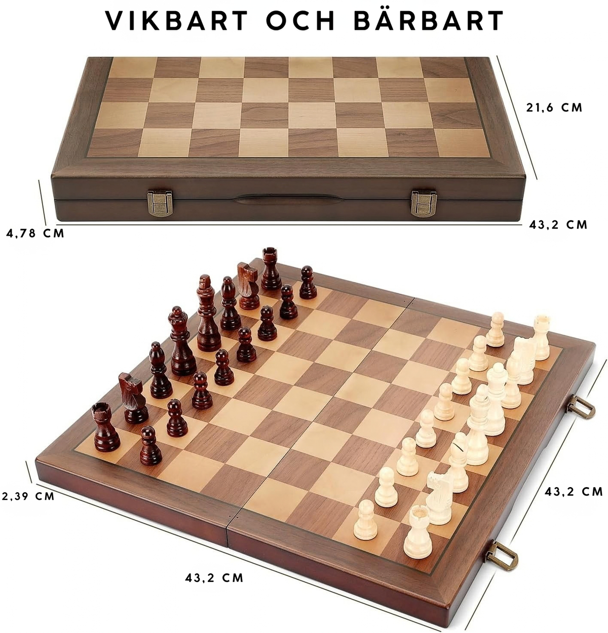 Magnetiskt schackspel i trä
