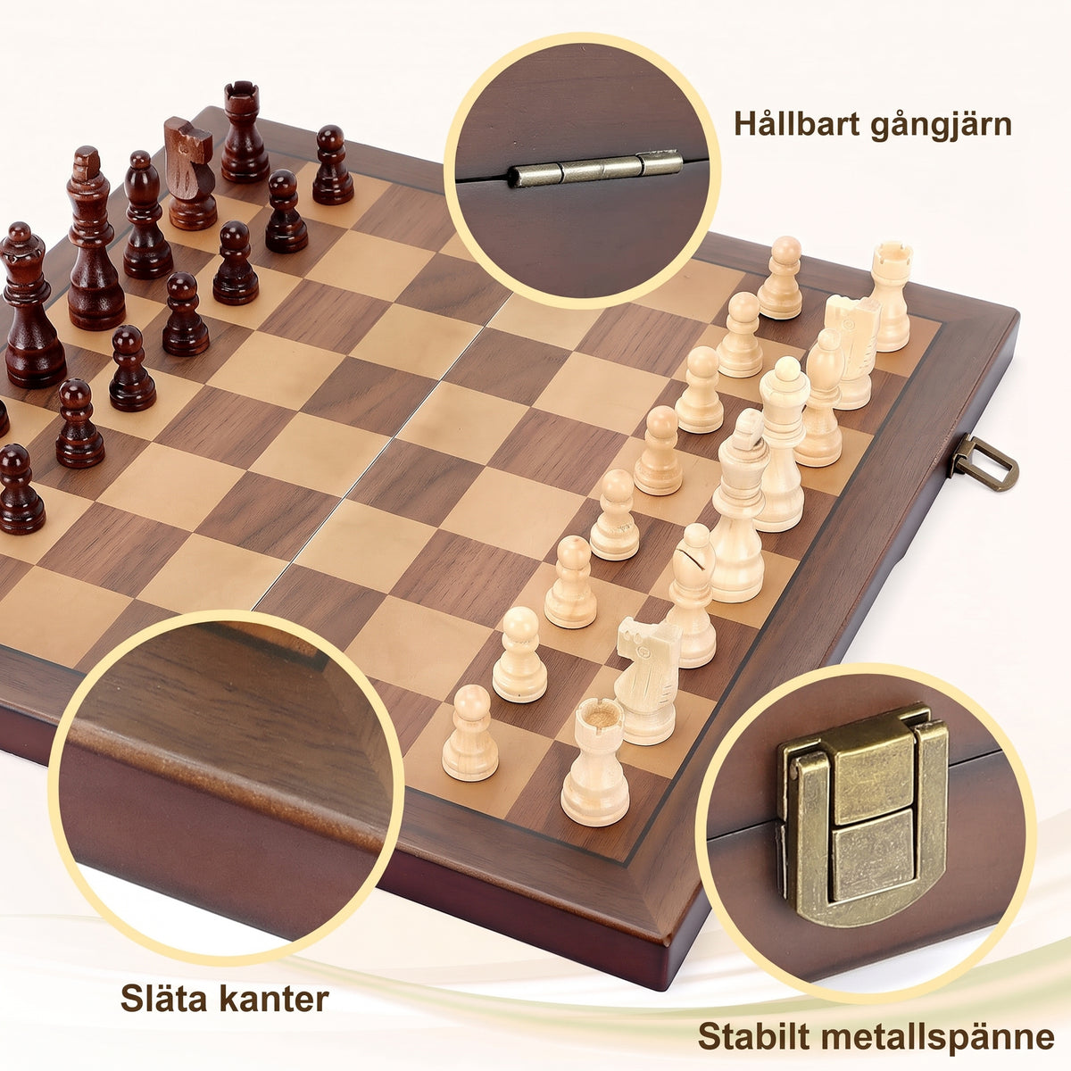 Magnetiskt schackspel i trä