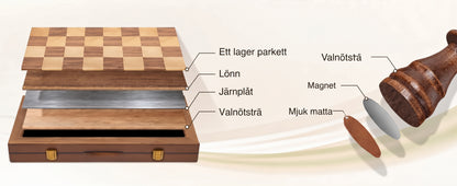 Magnetiskt schackspel i trä