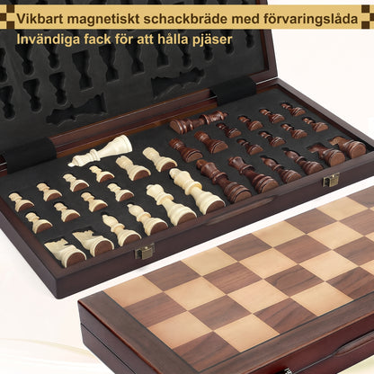 Magnetiskt schackspel i trä